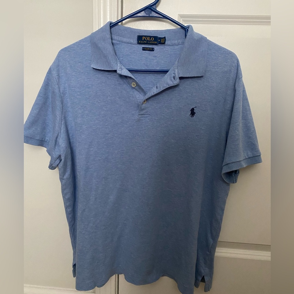 Polo By Ralph Lauren Mens Blue Short Sleeve Classic Fit Polo Shirt